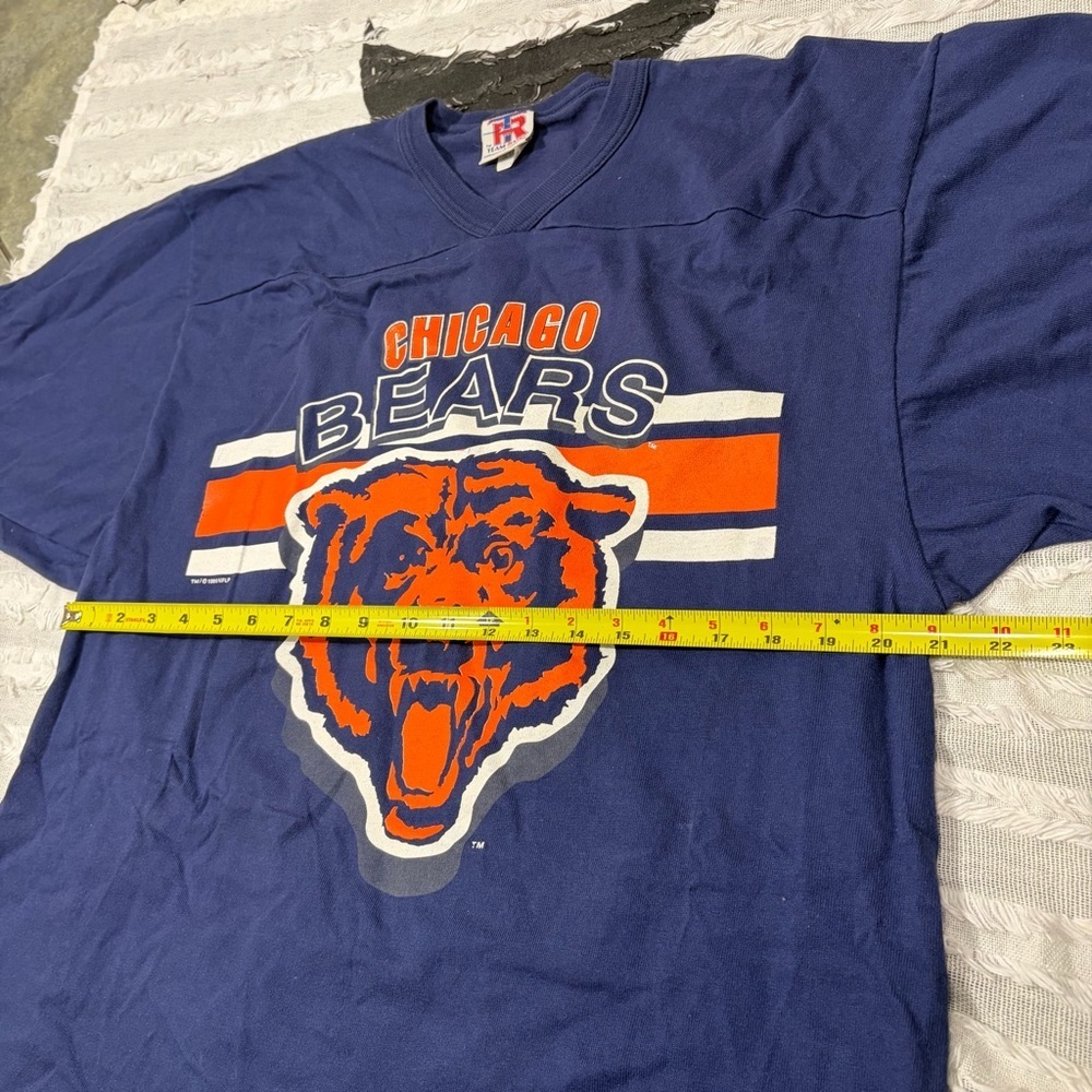 Vtg 96’Chicago Bears T Shirt Large USA Single Stitch Team Rated Navy Made in USA - Picture 6 of 10
